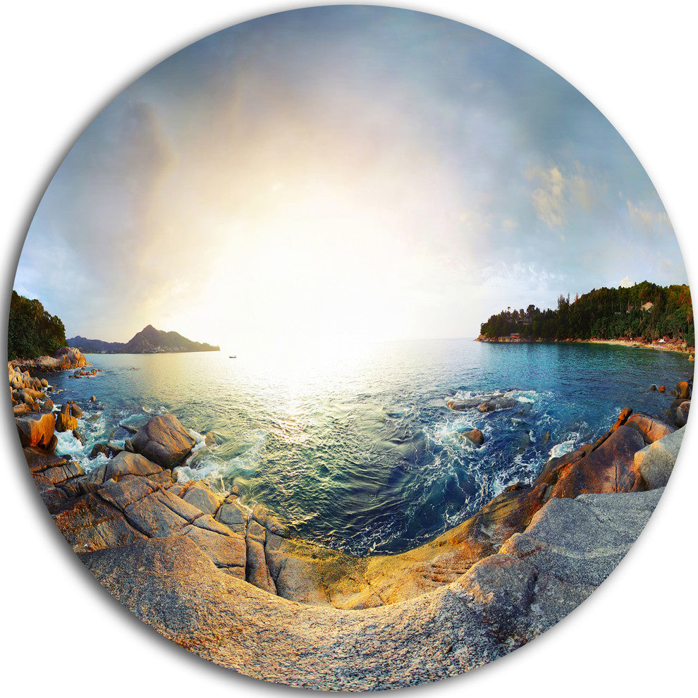 Rocky Coast In Andaman Sea, Landscape Round Wall Art, 23"