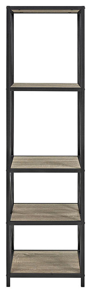 61" Metal X Wood Bookshelf - Driftwood