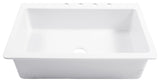 Jackson Crisp White Fireclay 33" Single Bowl Drop-In Kitchen Sink with 4 Holes