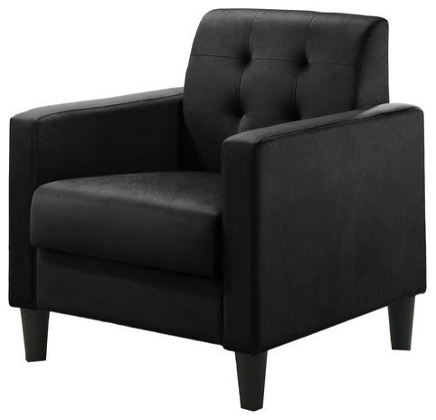 Hale Velvet Accent Armchair With Tufting, Black