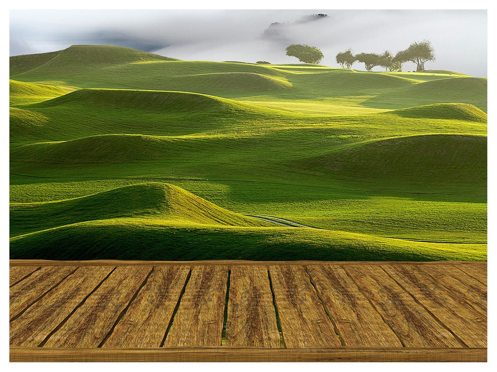 Golf Course with Wooden Path, Landscape Canvas Art Print, 40"x30"