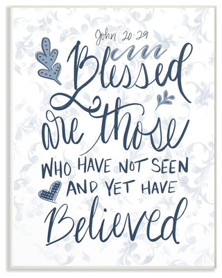 Blessed Are Those Elegant Navy Blue & White Wall Plaque Art, 10"x15"