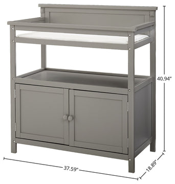 Emery 38"W Wood Changer With Doors and Changing Pad, Gray
