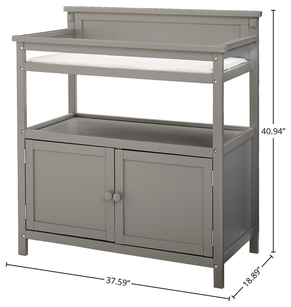 Emery 38"W Wood Changer With Doors and Changing Pad, Gray