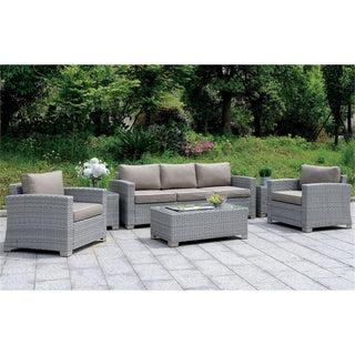 Afuera Living Contemporary Rattan Wicker Patio Sofa in Gray