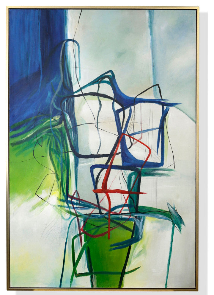 Manantial Hand Painted Abstract Wall Art Gold Frame