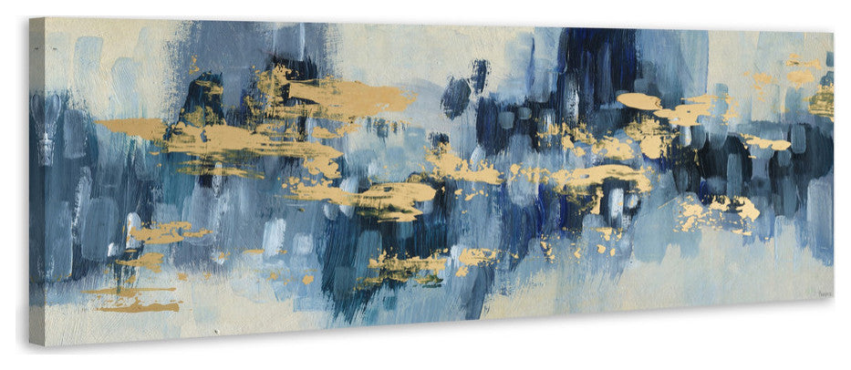 "Gold Water Reflection" Painting Print on Wrapped Canvas, 15"x5"