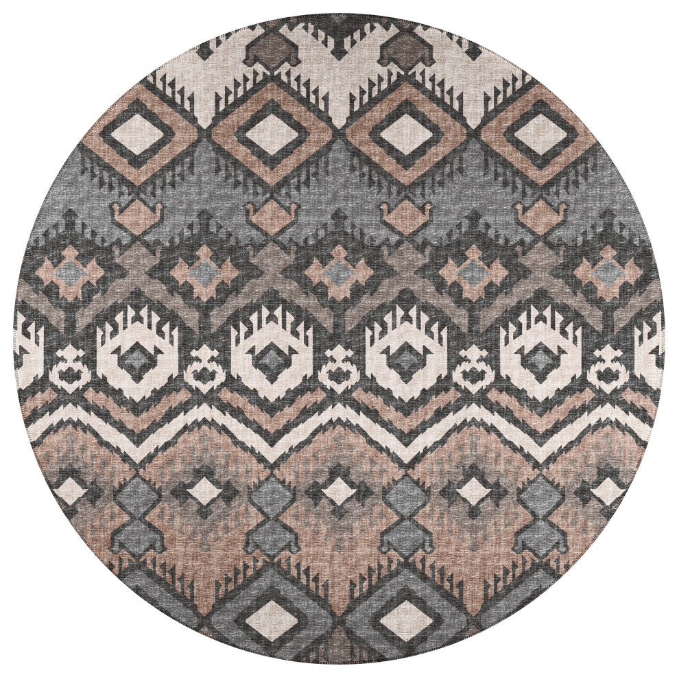 Indoor/Outdoor Sedona SN2 Bison Machine Washable 6' x 6' Round Rug