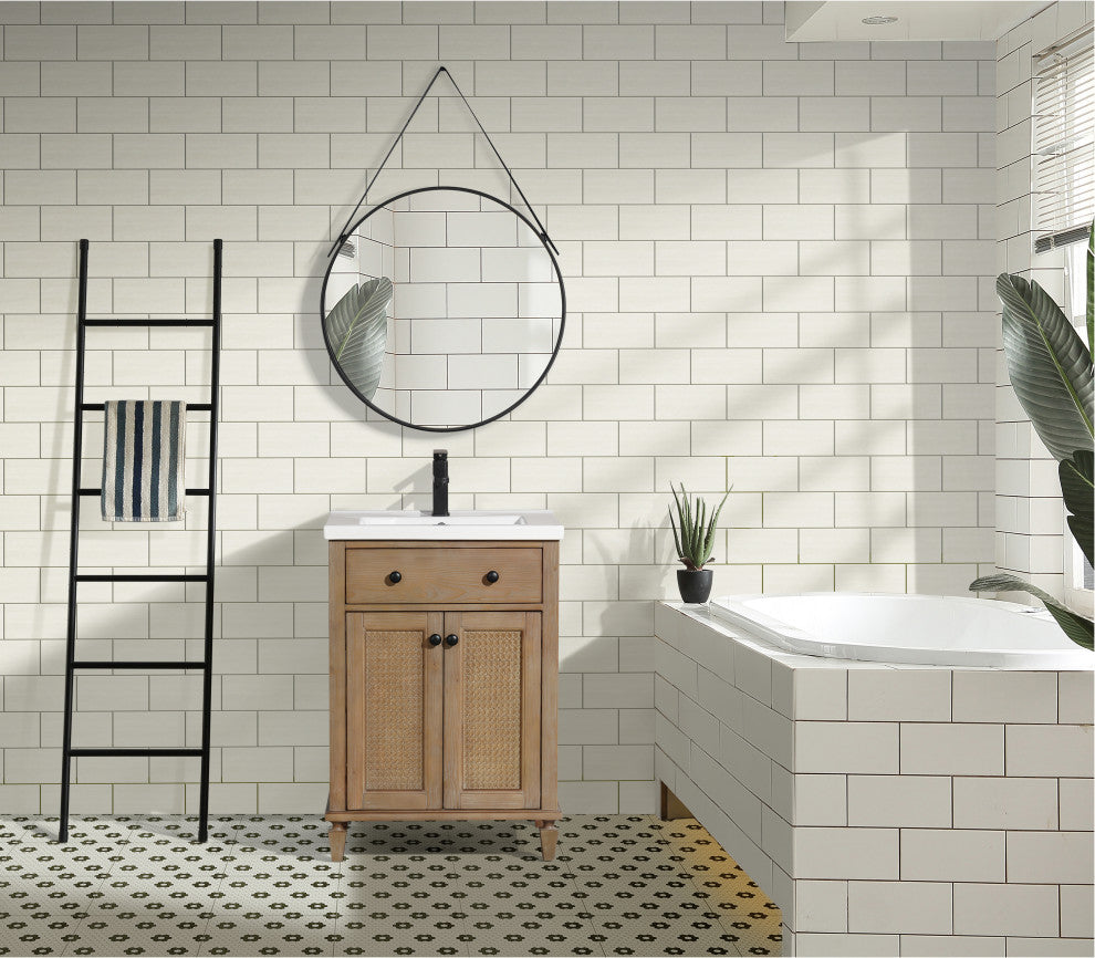 Annie Bathroom Vanity, Weathered Fir, 24", Single Sink, Freestanding