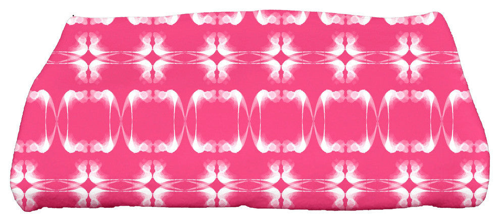 28 x 58-inch, Summer Picnic, Geometric Print Bath Towel, Pink