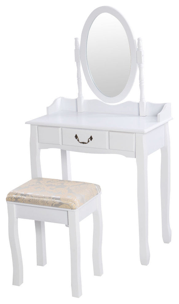 Costway Vanity Table Jewelry Makeup Desk Bench Dresser w/ Stool Drawer bathroom