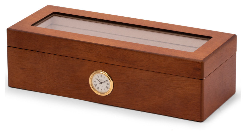 Cherry Wood 4 Watch Box, Quartz Movement Clock
