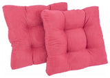 19" Squared Microsuede Tufted Dining Chair Cushion, Set of 2, Bery Berry