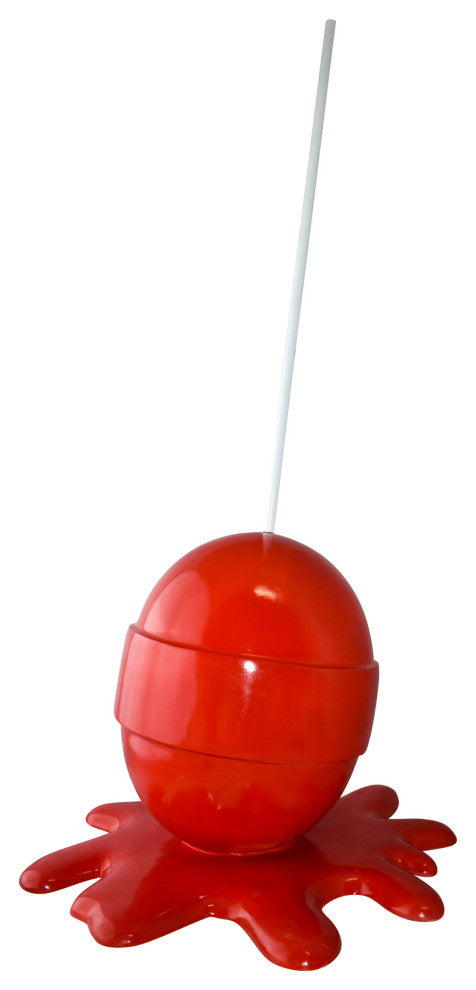 Giant Red Lollipop Melted on The Ground Resin Statue Size: 31" x 27" x 56"H
