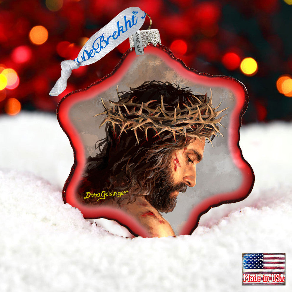 Father Forgive Them Snowflake Glass Ornament