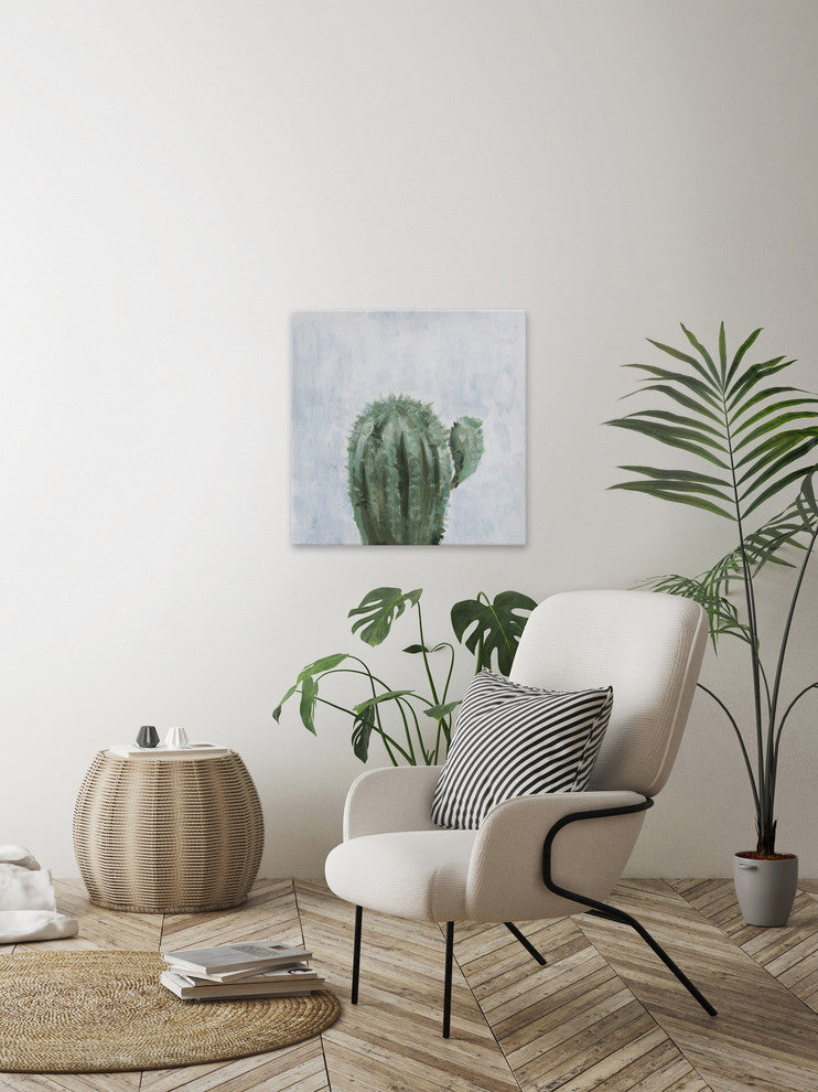 "Green Cacti" Painting Print on Wrapped Canvas, 40"x40"