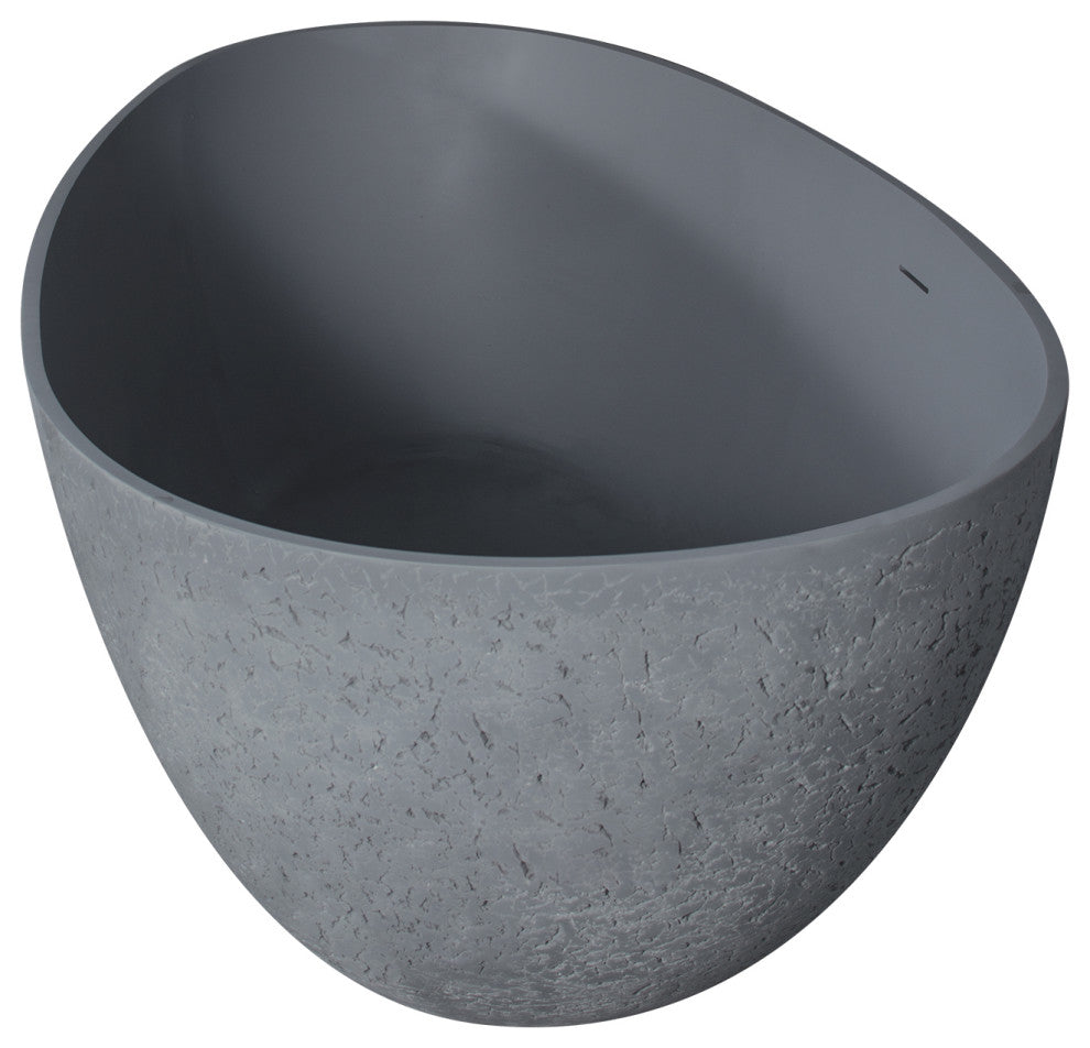 65 in.W Solid Surface Freestanding Flatbottom Soaking Bathtub