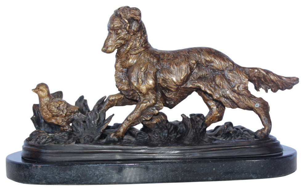 Golden retriever enjoying the outdoors bronze statue -  Size: 16"L x 7"W x 9"H