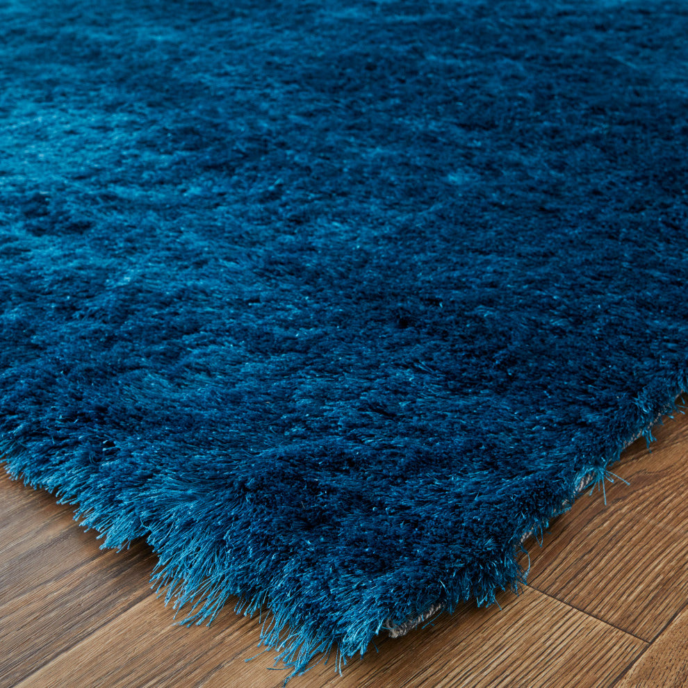 Weave & Wander Melba Plush Shag Rug, Teal, 4'9"x7'6"