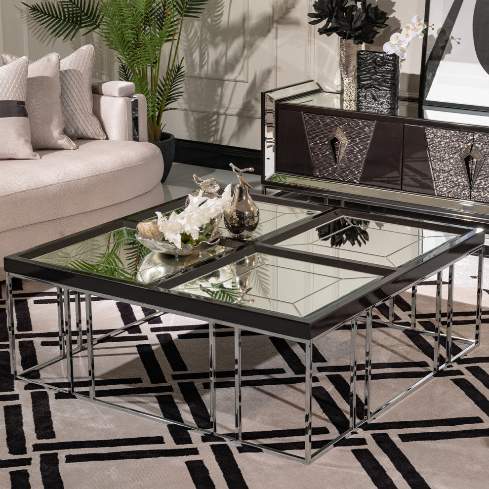Carmela Cocktail Table Glossy Charcoal Sand
