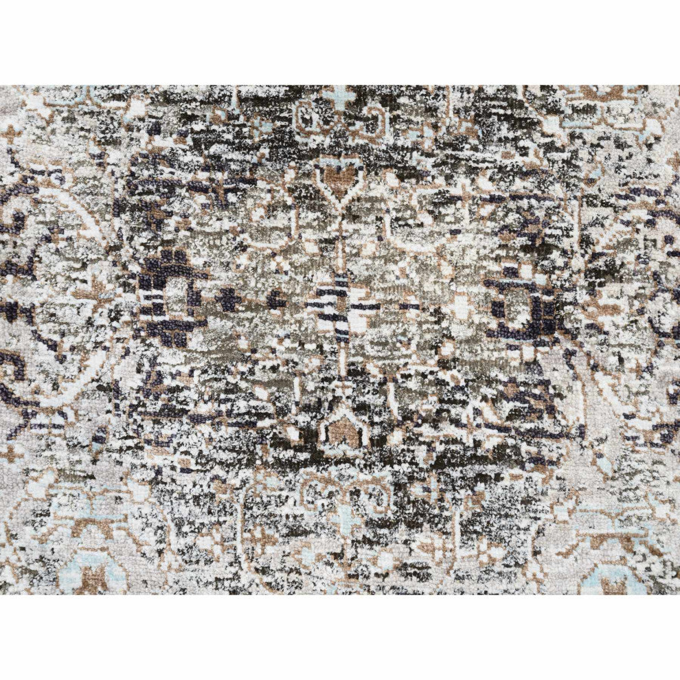 Gray, Hand Knotted Modern Persian Silk With Wool Mat Rug, 2'1"x3'0"