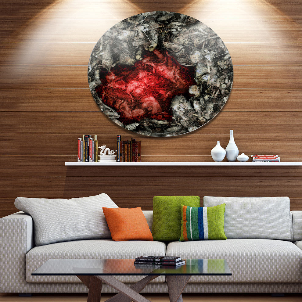 Abstract Red Artistic Background, Abstract Round Metal Wall Art, 38"