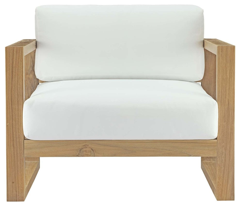 Natural White Upland Outdoor Patio Teak Armchair