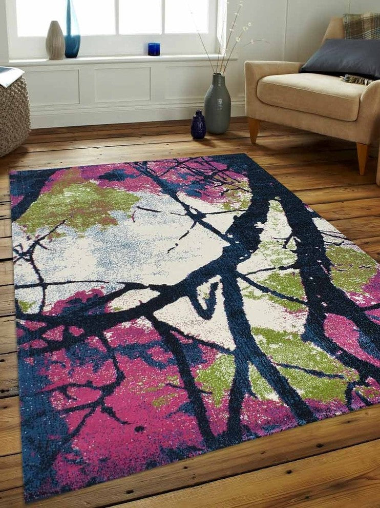 MACHINE MADE HEATSET POLYPROPYLENE AREA RUGS -Multicolor,Floral Design, [Rectangle] 8'x10'