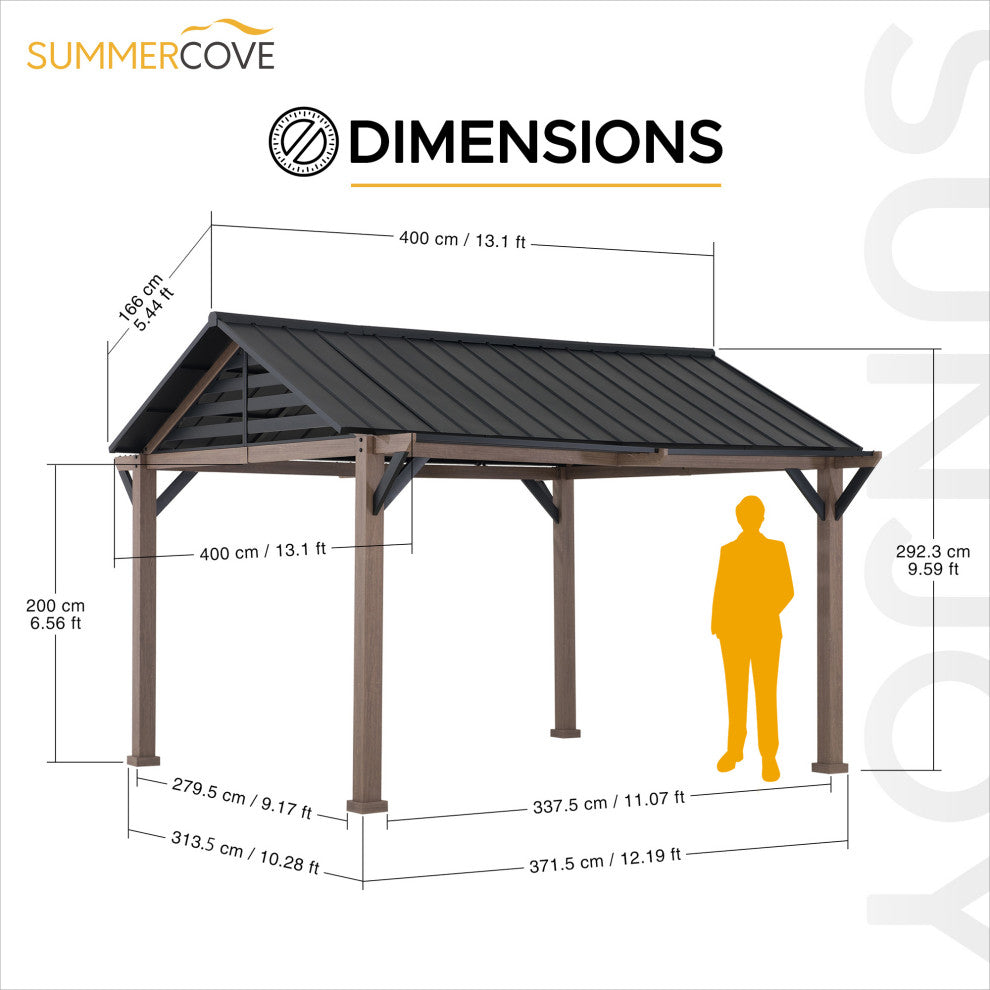 Sunjoy Kinzie Hardtop Gazebo With Pergola Awnings