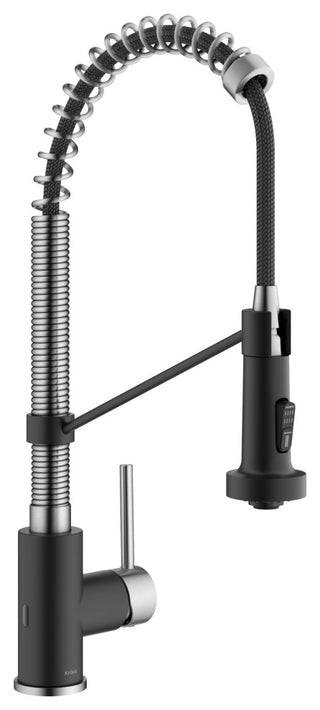 Bolden Commercial Style 2-Function Pull-Down 1-Handle 1-Hole Kitchen Faucet, Spot Free Stainless Steel/ Matte Black (Sensor Touchless)