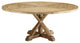 Stitch 71" Round Pine Wood Dining Table, Brown