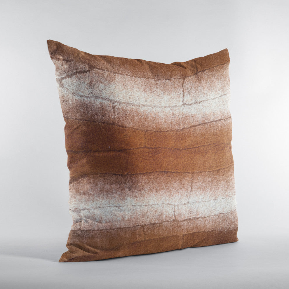 Plutus Orange Brown Furever Faux Fur Throw Pillow, 22" x 22"