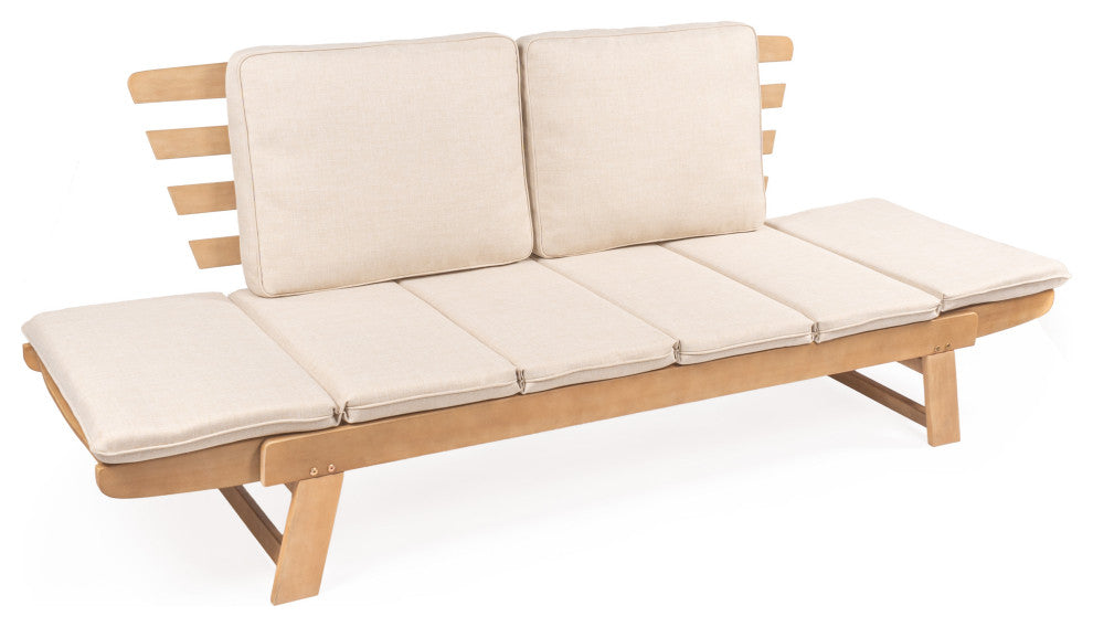Hartley 2-Seat Modern Scandinavian Folding Wood Outdoor Day Bed Sofa