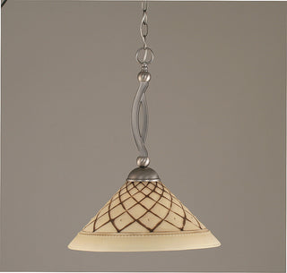 Bow Pendant In Brushed Nickel, 16" Chocolate Icing Glass