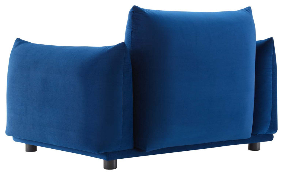 Armchair Accent Chair, Velvet, Blue Navy, Modern, Living Lounge Hospitality