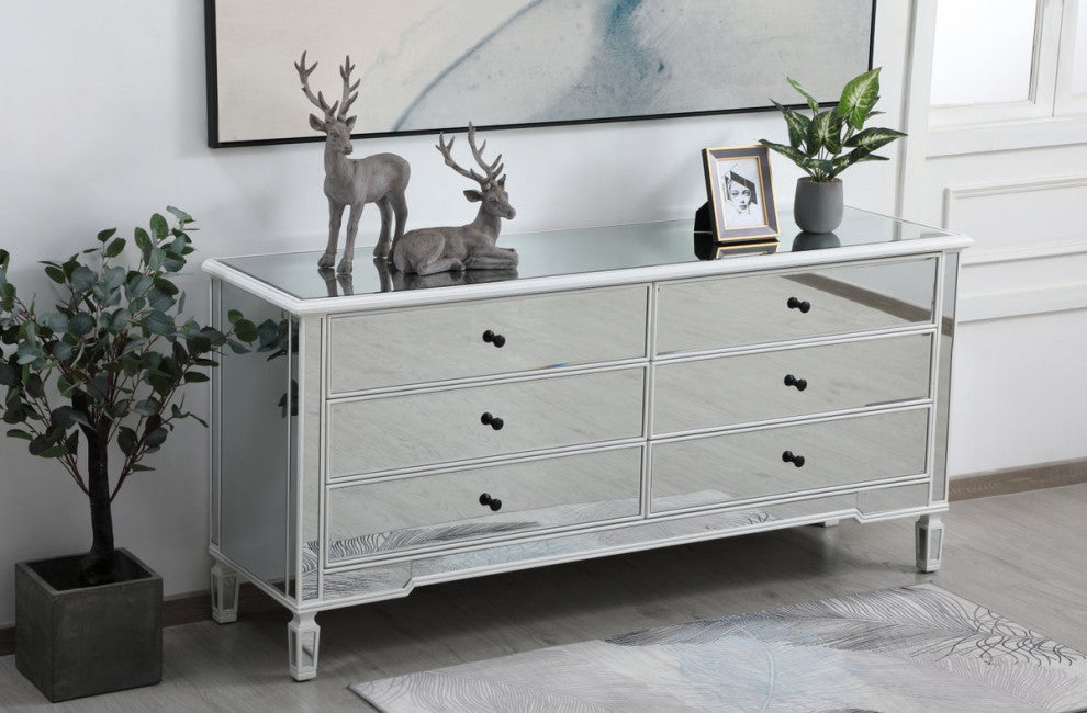 Calum 72" Mirrored Chest, Antique White