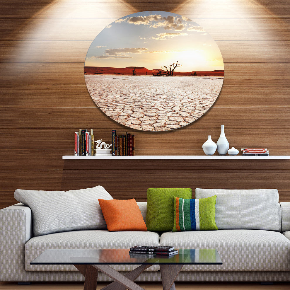 Namib Desert With Cracked Land, Landscape Disc Metal Wall Art, 23"
