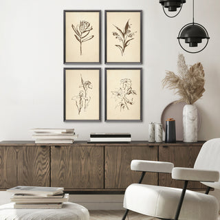 Vintage Line Artwork, 4-Piece Set