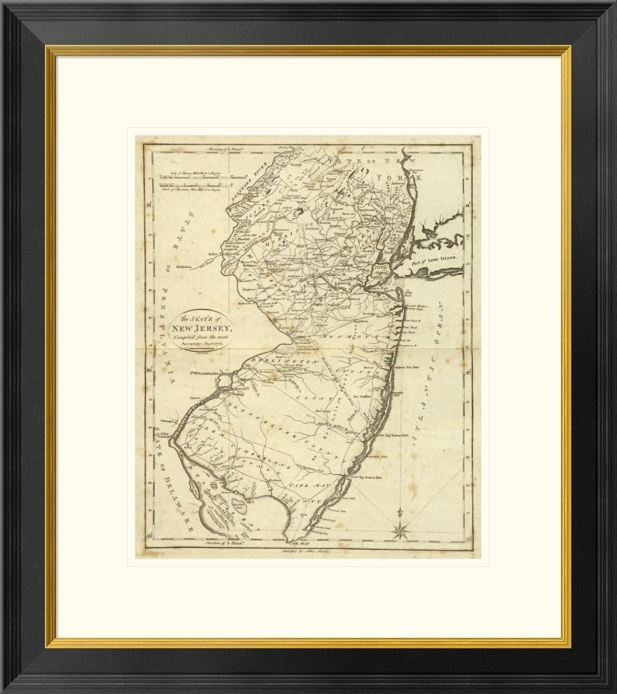 "State of New Jersey, 1796" Framed Digital Print by John Reid, 23x26"