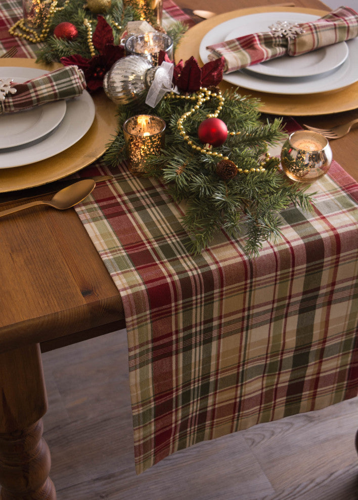 Give Thanks Plaid Table Runner 14"x72"