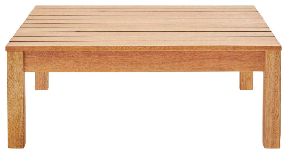 Lounge Coffee Table, Square, Wood, Brown Natural, Modern, Outdoor Patio Cafe