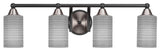 Paramount 4-Light Bath Bar, Matte Black & Brushed Nickel, 4" Gray Matrix Glass