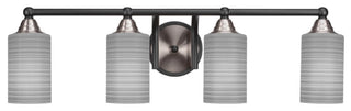 Paramount 4-Light Bath Bar, Matte Black & Brushed Nickel, 4" Gray Matrix Glass