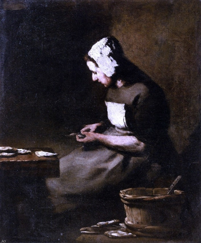 Theodule Ribot Shucking Oysters, 20"x25" Wall Decal