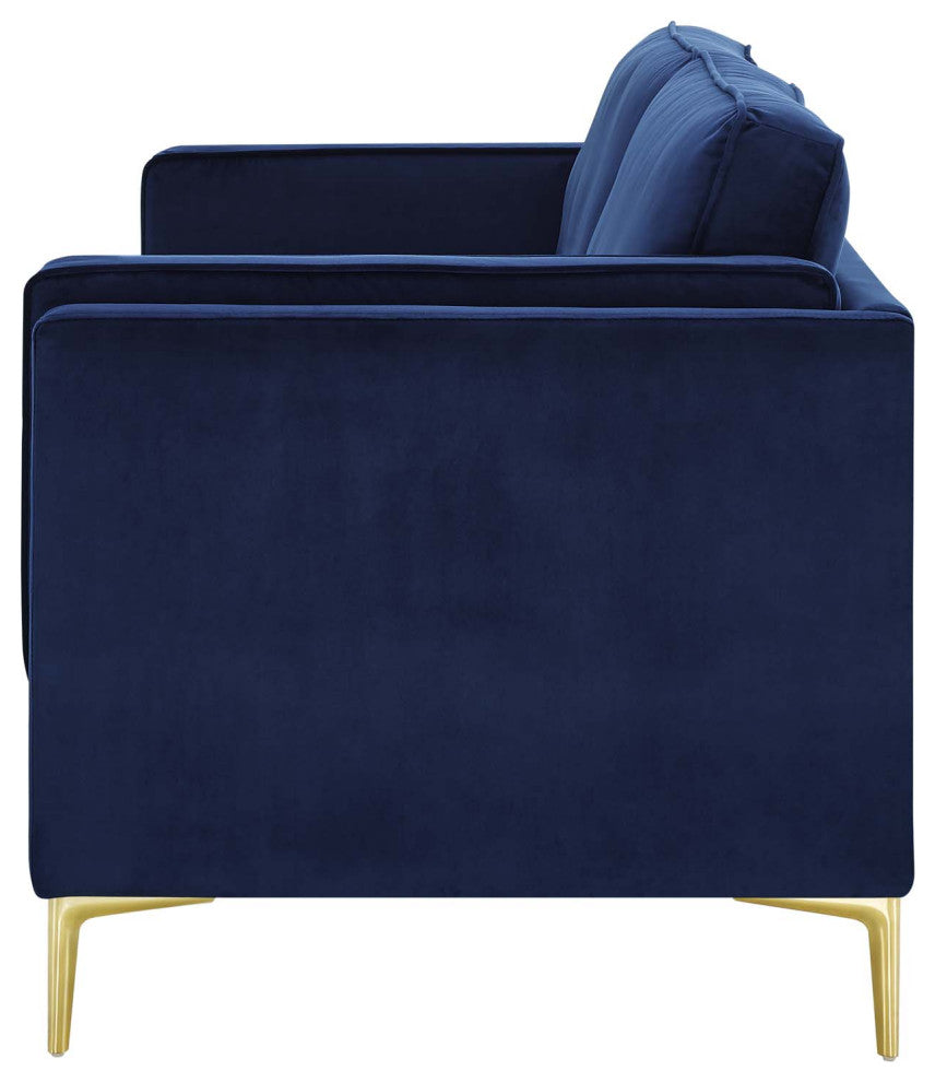 Sofa, Velvet, Dark Blue, Modern, Living Lounge Room Hotel Lobby Hospitality