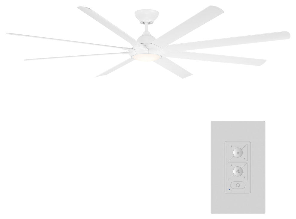 Hydra 96" Indoor/Outdoor 8-Blade Smart Ceiling Fan, Matte White, 2700K Light Kit