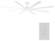 Hydra 96" Indoor/Outdoor 8-Blade Smart Ceiling Fan, Matte White, 2700K Light Kit