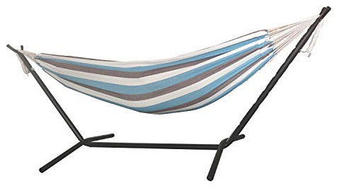 HomeRoots Lagoon Stripe Double Classic 2 Person Hammock With Stand