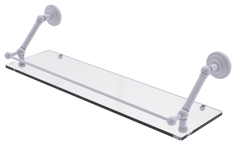 Prestige Que New 30" Floating Glass Shelf with Gallery Rail, Matte White