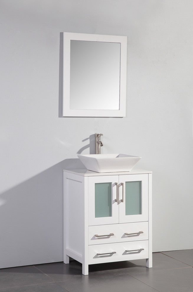 Vanity Art Bathroom Vanity Set With Sink, White, 24", Led Sensor-Switch Mirror